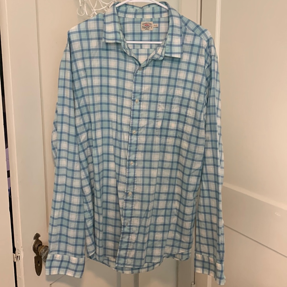 Faherty XXL Blue Plaid Shirt